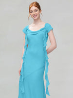Flowy Ruffle Sheath Bridesmaid Dress 