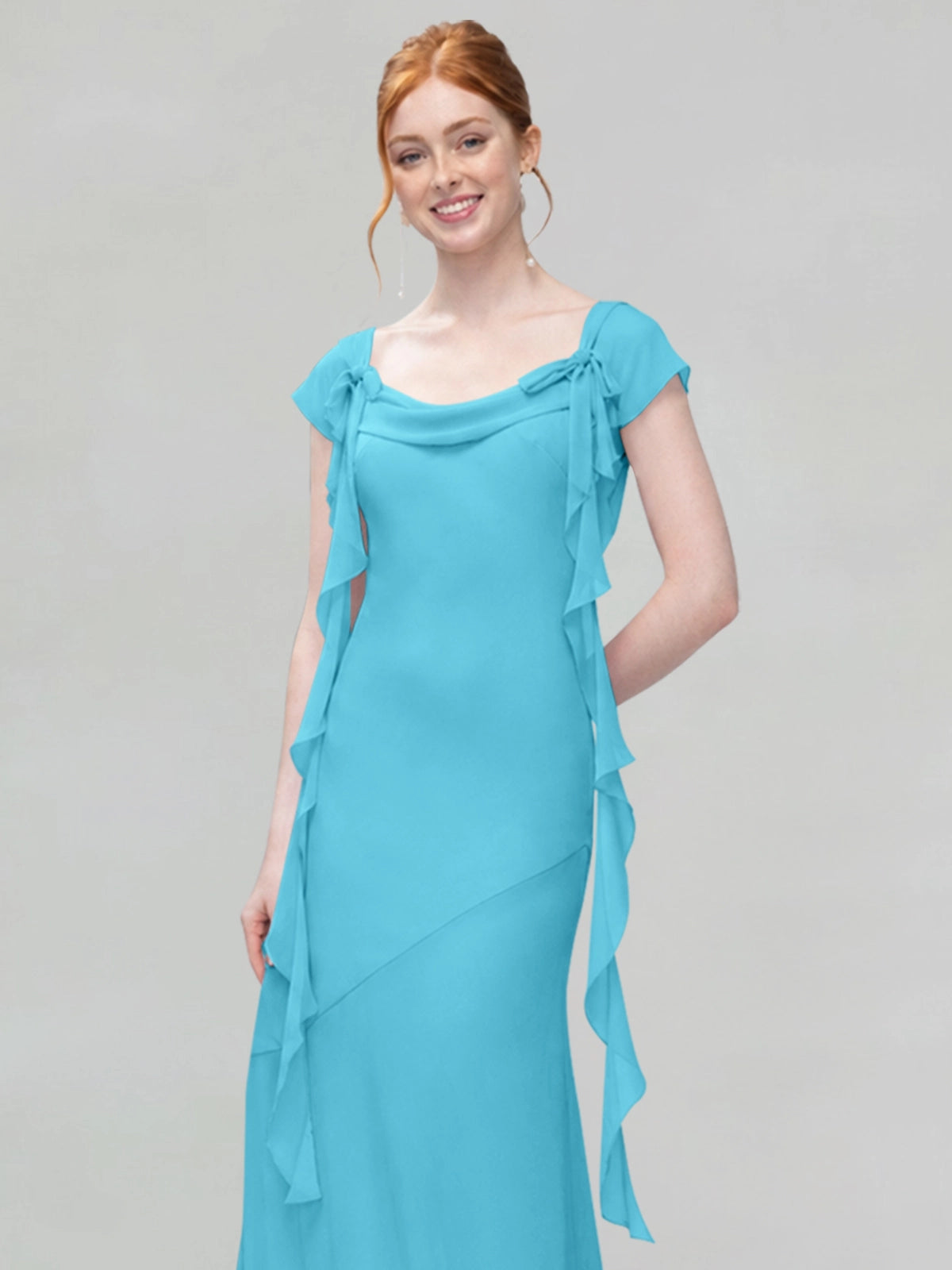 Flowy Ruffle Sheath Bridesmaid Dress 