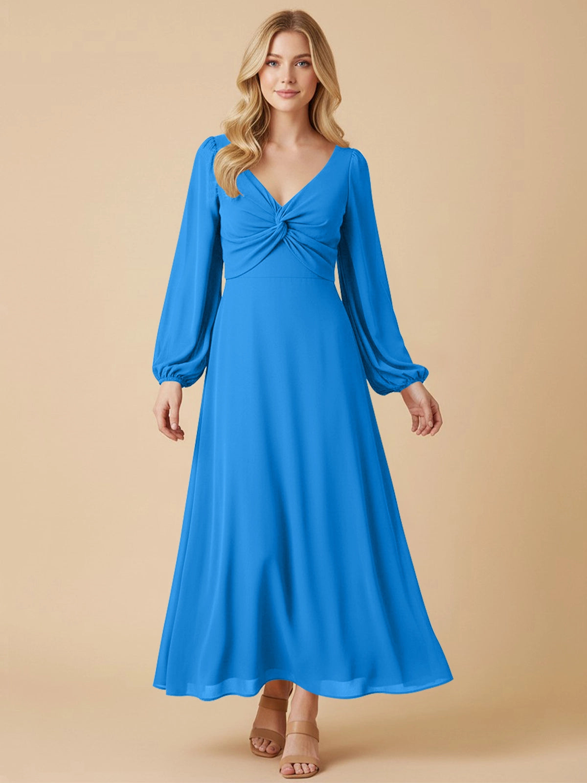 A-line Bridesmaid Dress with Long Sleeves 