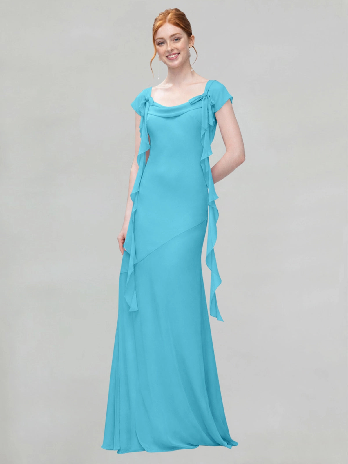 Flowy Ruffle Sheath Bridesmaid Dress 