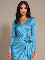 Silk-like Mother of the Bride Dress with Self-Tie Sash 