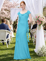 Flowy Ruffle Sheath Bridesmaid Dress 
