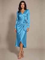 Silk-like Mother of the Bride Dress with Self-Tie Sash 