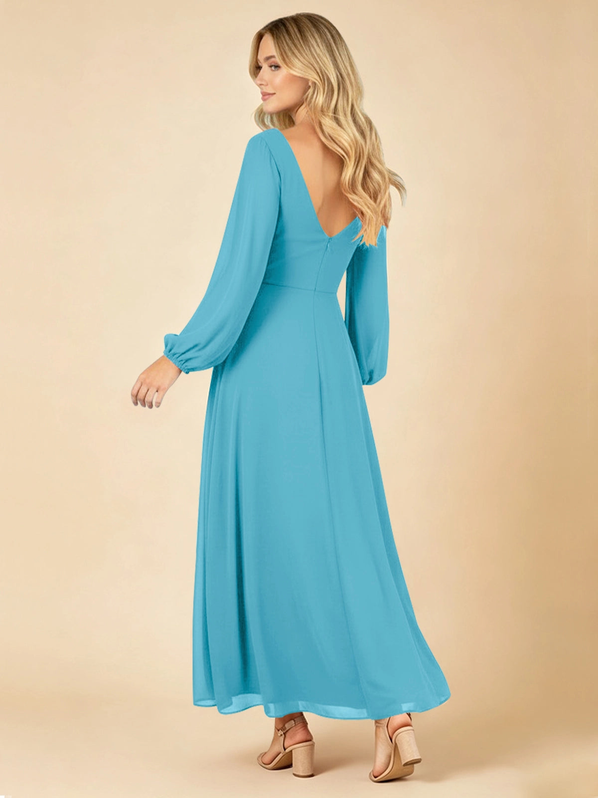 A-line Bridesmaid Dress with Long Sleeves 