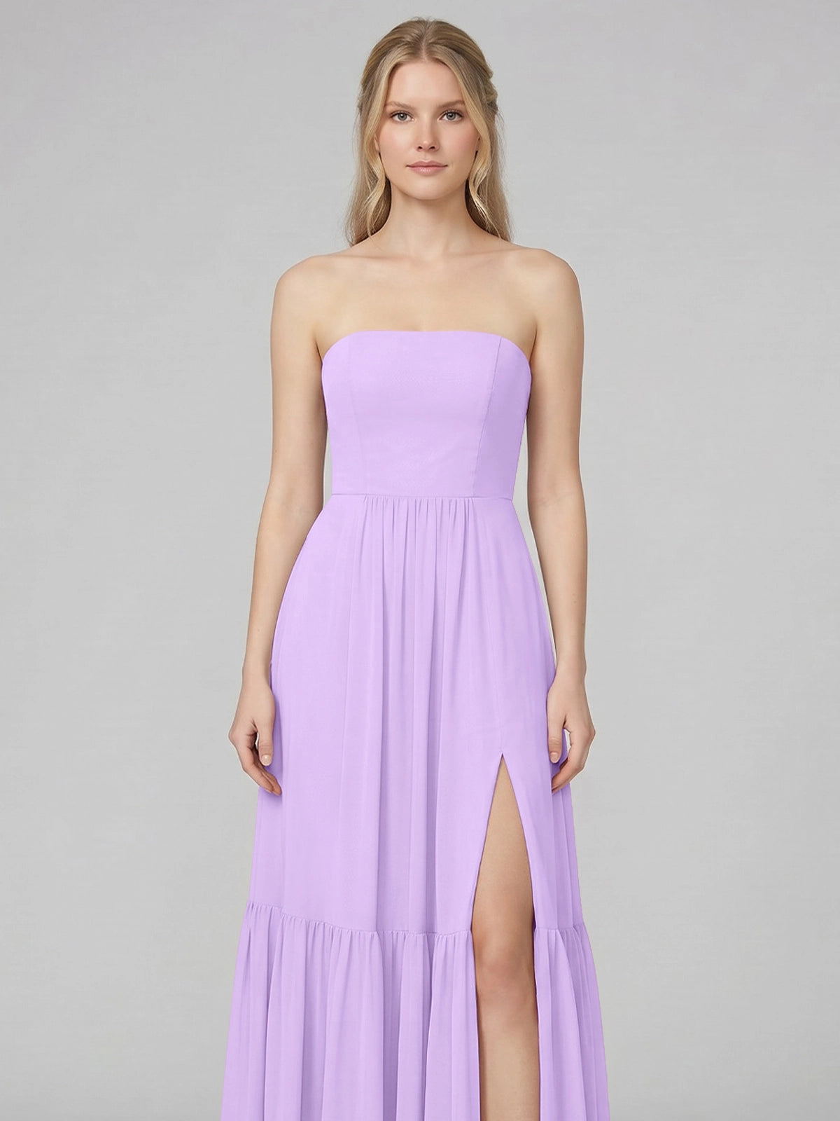 Strapless Bridesmaid Dress with Slit 