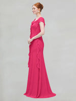 Flowy Ruffle Sheath Bridesmaid Dress 