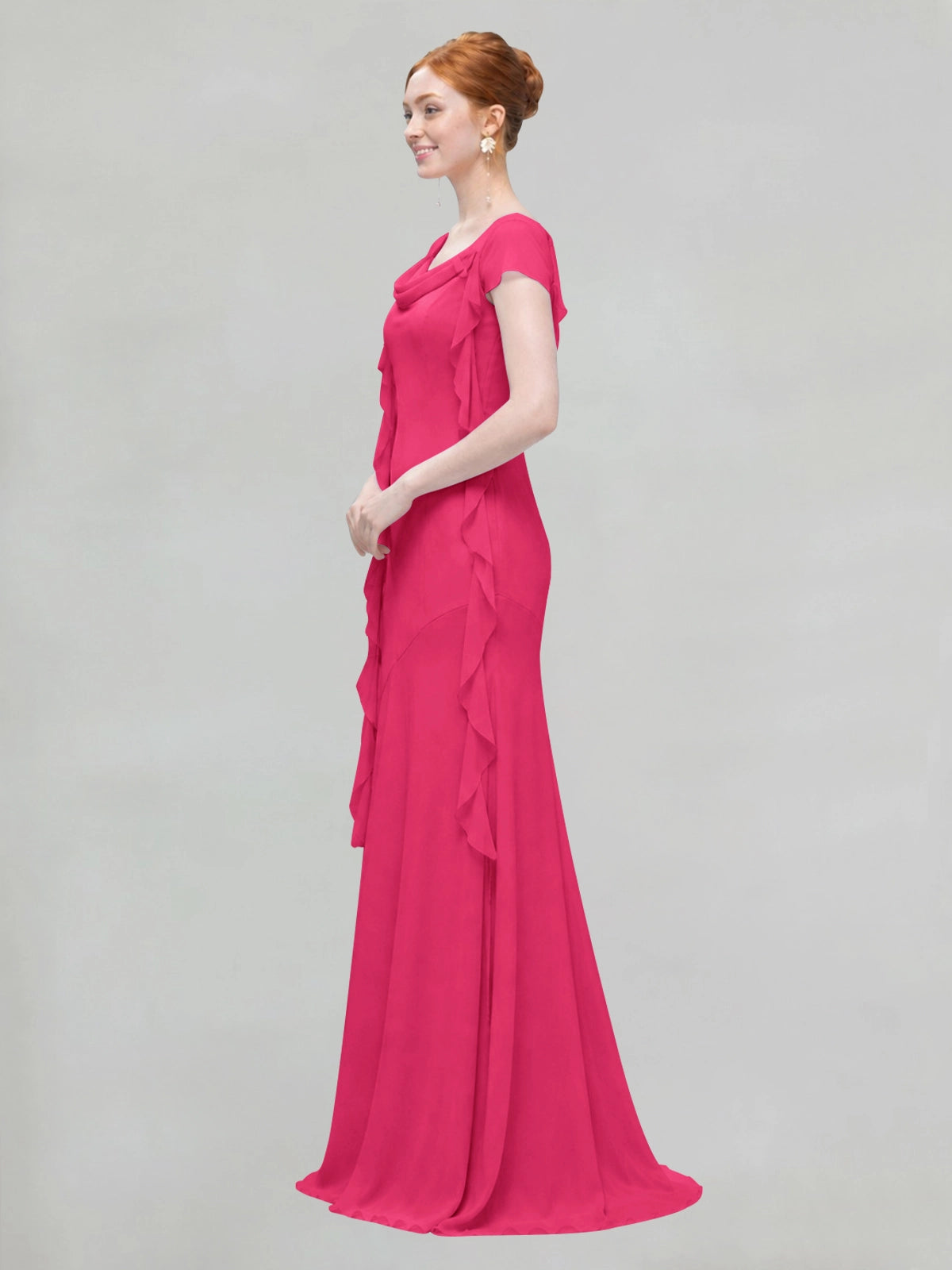 Flowy Ruffle Sheath Bridesmaid Dress 
