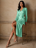 Silk-like Mother of the Bride Dress with Self-Tie Sash 