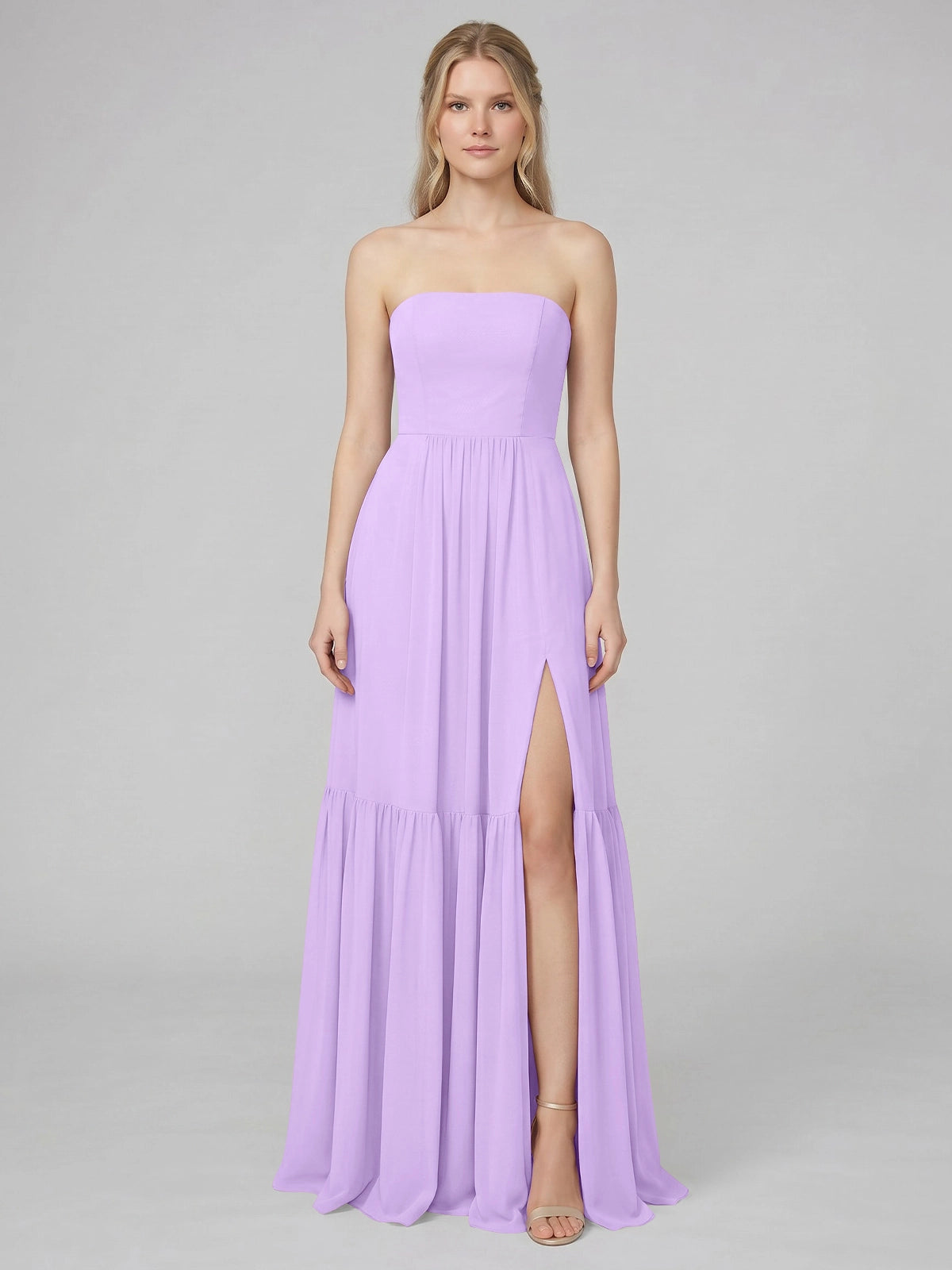Strapless Bridesmaid Dress with Slit 