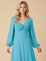 A-line Bridesmaid Dress with Long Sleeves 