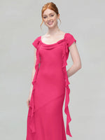 Flowy Ruffle Sheath Bridesmaid Dress 