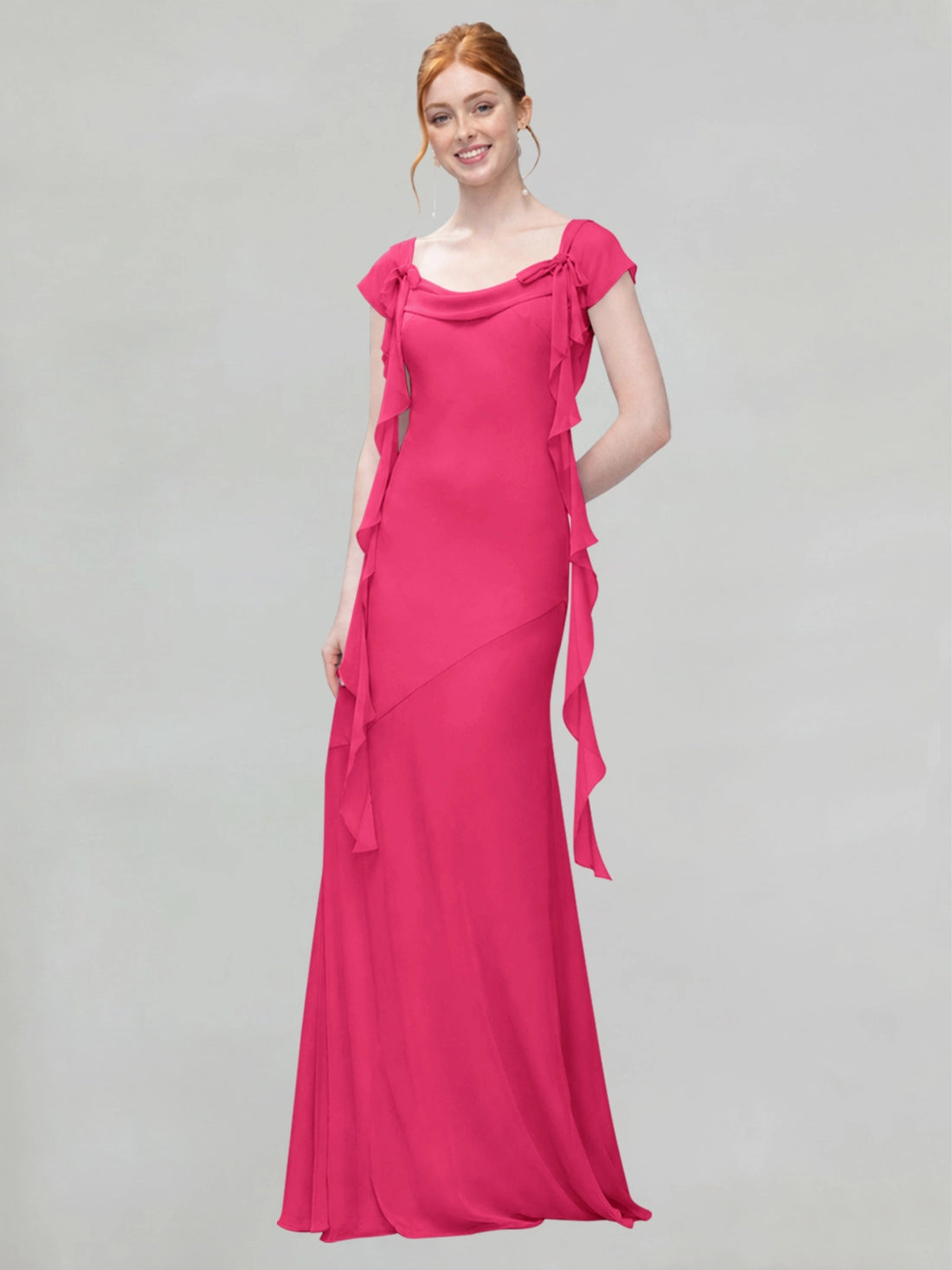 Flowy Ruffle Sheath Bridesmaid Dress 