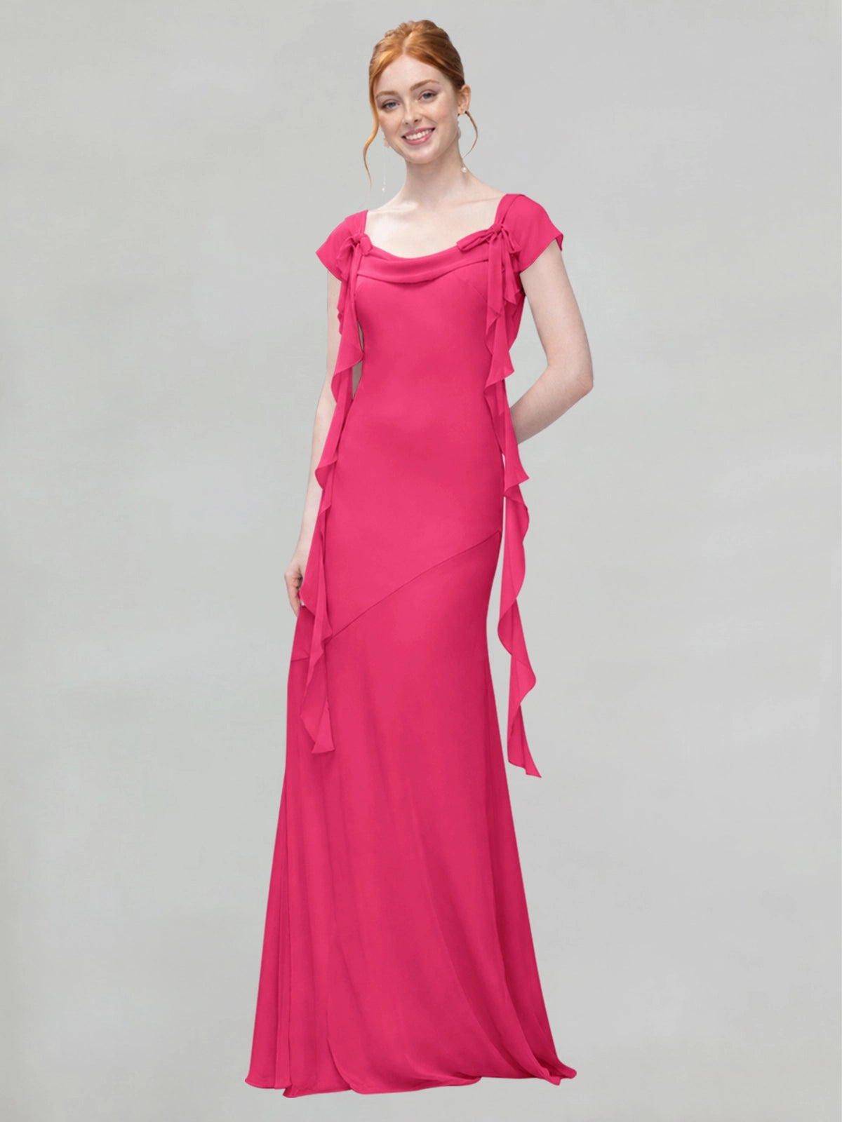 Flowy Ruffle Sheath Bridesmaid Dress 