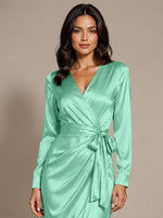 Silk-like Mother of the Bride Dress with Self-Tie Sash 