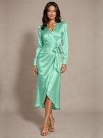 Silk-like Mother of the Bride Dress with Self-Tie Sash 