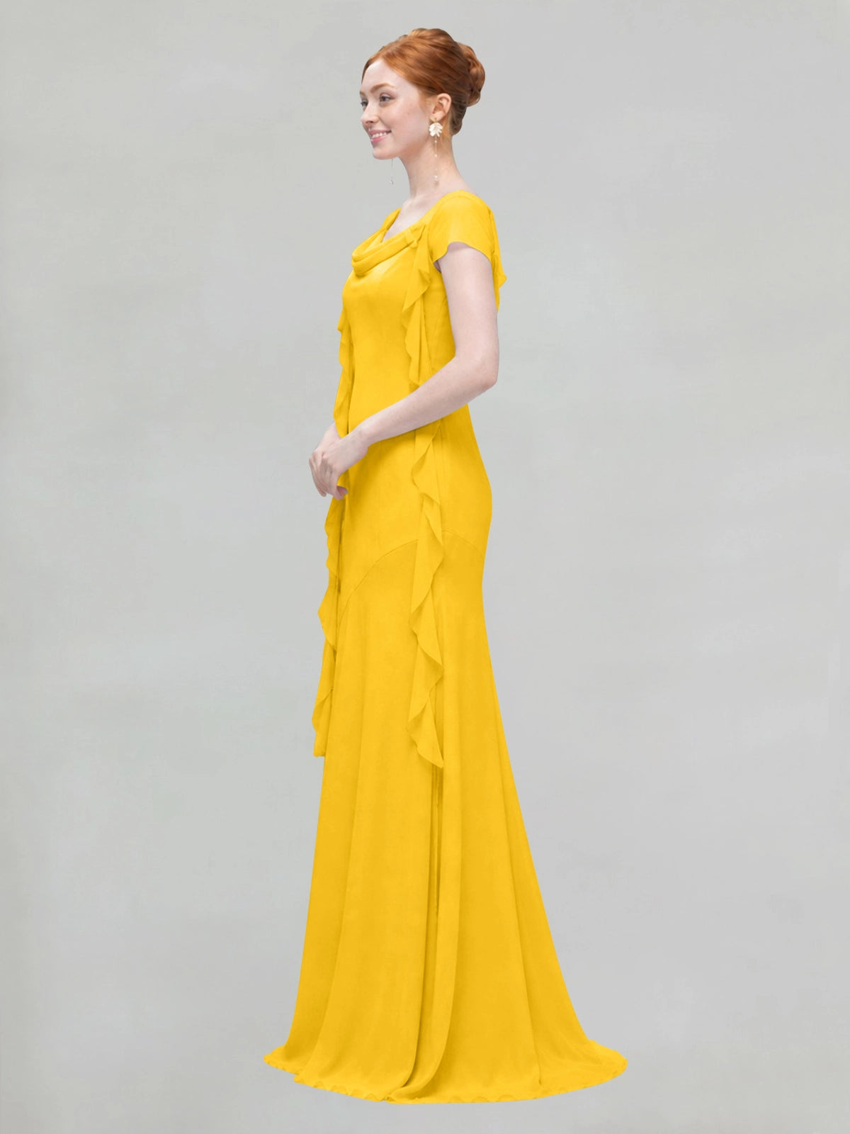 Flowy Ruffle Sheath Bridesmaid Dress 