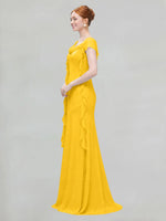 Flowy Ruffle Sheath Bridesmaid Dress 