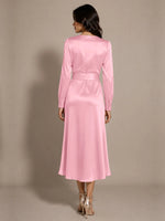 Silk-like Mother of the Bride Dress with Self-Tie Sash 