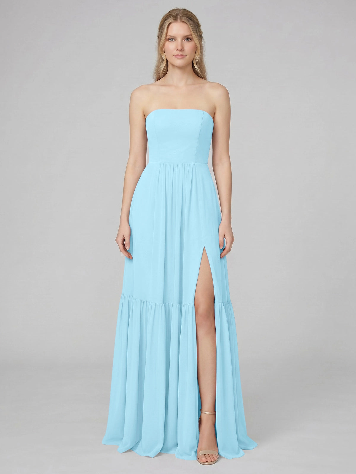 Strapless Bridesmaid Dress with Slit 