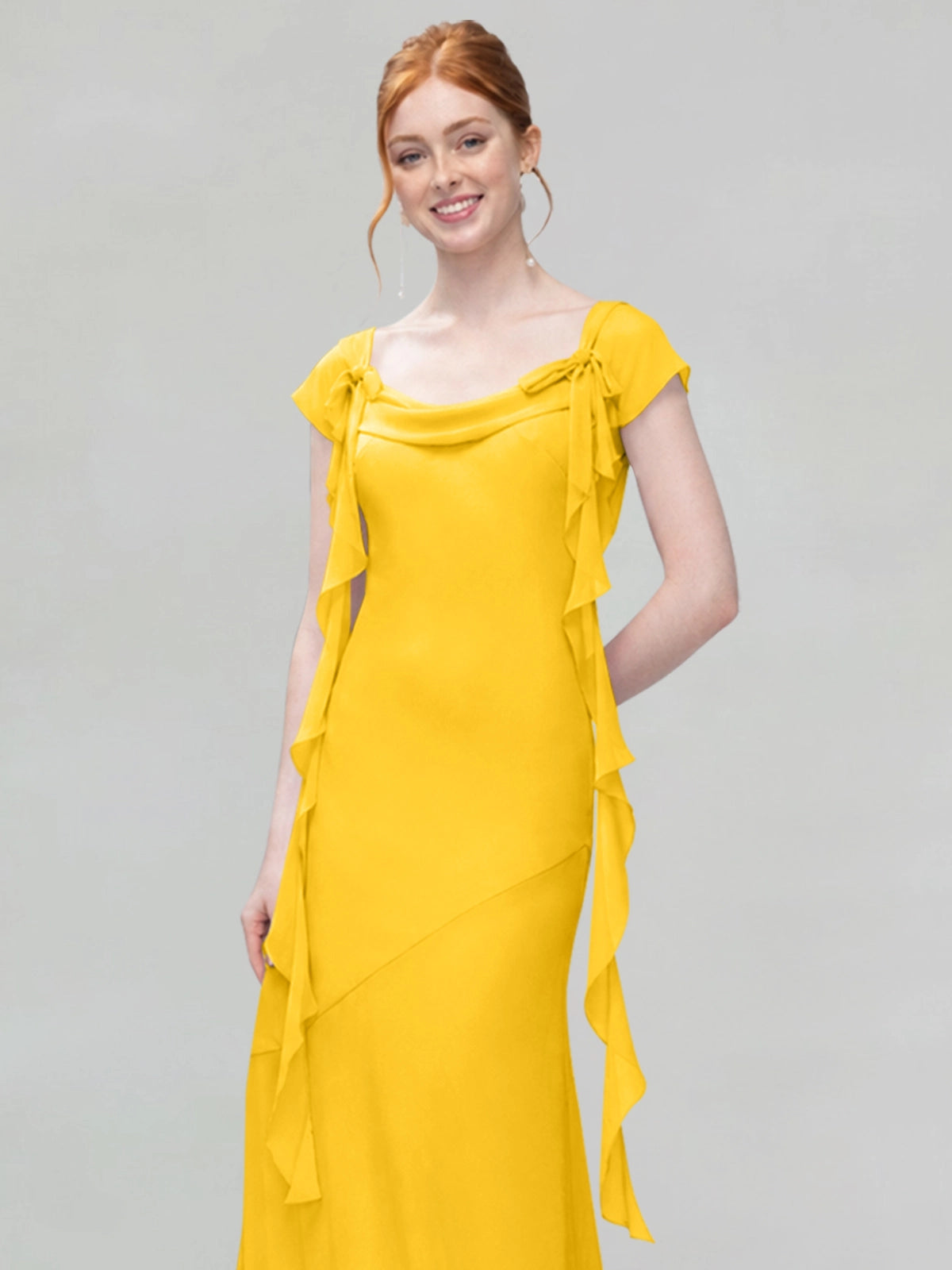 Flowy Ruffle Sheath Bridesmaid Dress 