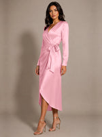 Silk-like Mother of the Bride Dress with Self-Tie Sash 