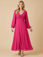 A-line Bridesmaid Dress with Long Sleeves 