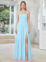 Strapless Bridesmaid Dress with Slit 