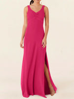 Chiffon Bridesmaid Dress with Slit 