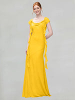 Flowy Ruffle Sheath Bridesmaid Dress 