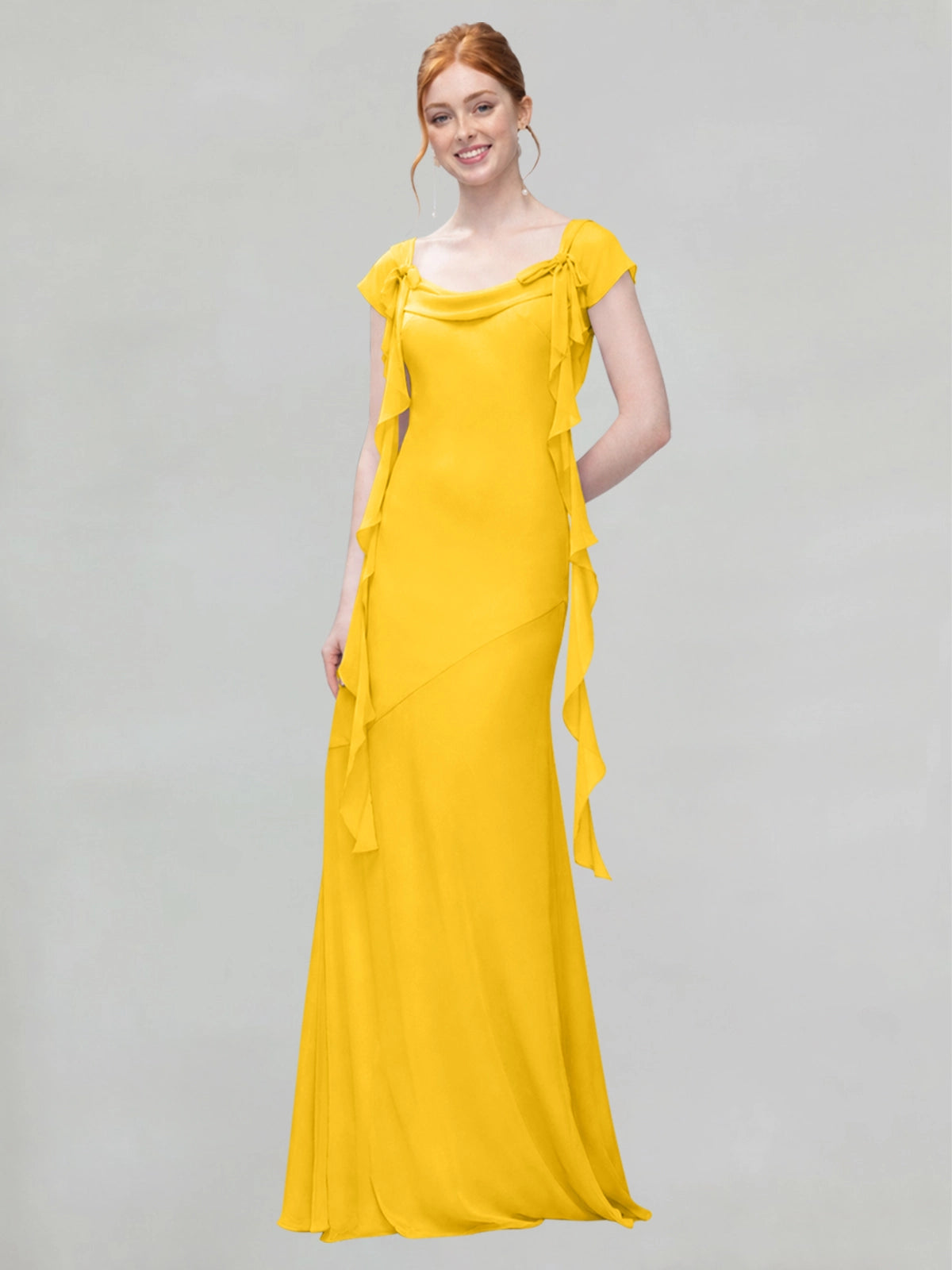 Flowy Ruffle Sheath Bridesmaid Dress 