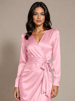 Silk-like Mother of the Bride Dress with Self-Tie Sash 