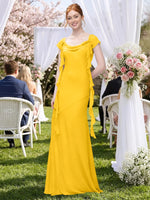 Flowy Ruffle Sheath Bridesmaid Dress 