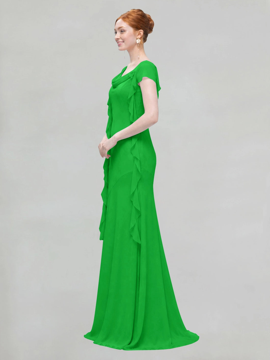 Flowy Ruffle Sheath Bridesmaid Dress 