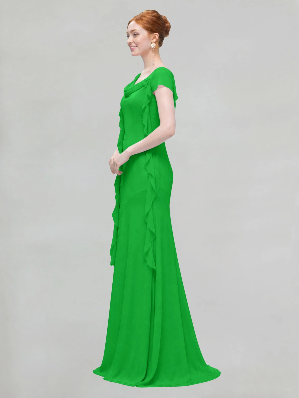 Flowy Ruffle Sheath Bridesmaid Dress 