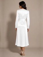 Silk-like Mother of the Bride Dress with Self-Tie Sash 