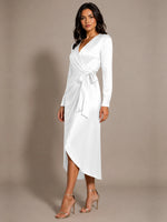 Silk-like Mother of the Bride Dress with Self-Tie Sash 