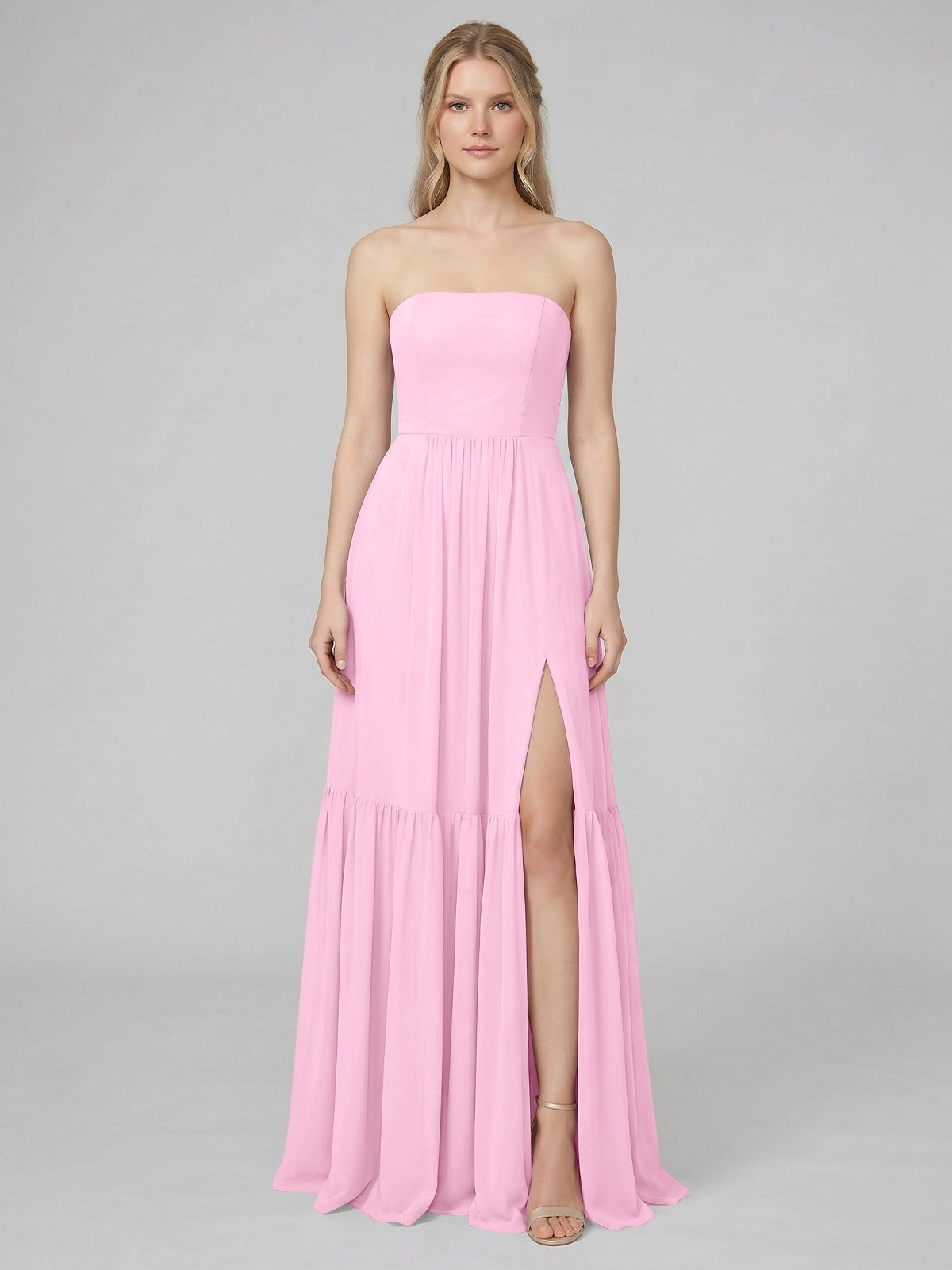 Strapless Bridesmaid Dress with Slit 