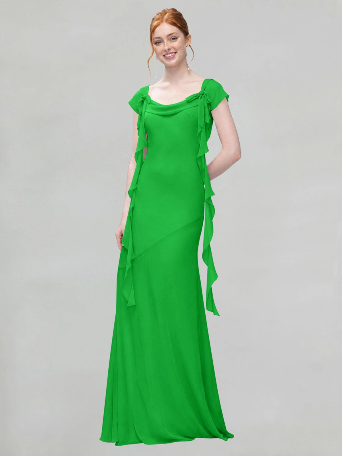 Flowy Ruffle Sheath Bridesmaid Dress 