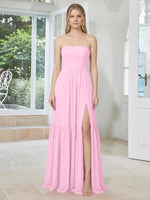 Strapless Bridesmaid Dress with Slit 