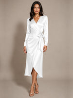 Silk-like Mother of the Bride Dress with Self-Tie Sash 