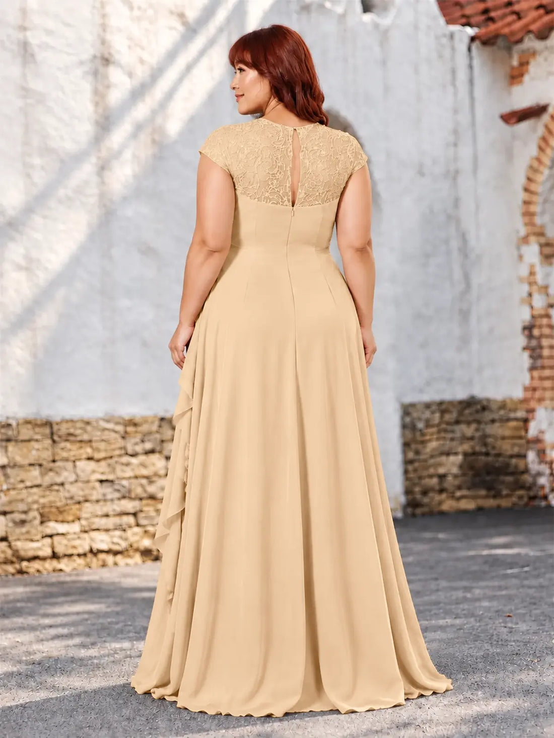 Chiffon Mother of the Bride Dress with Lace Appliques-Plus Size