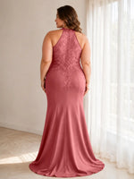 Halter Neckline Trumpet Dress-Plus Size