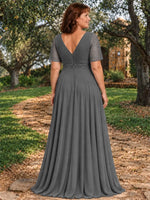Surplice Neckline Mother of the Bride Dress with Slit-Plus Size