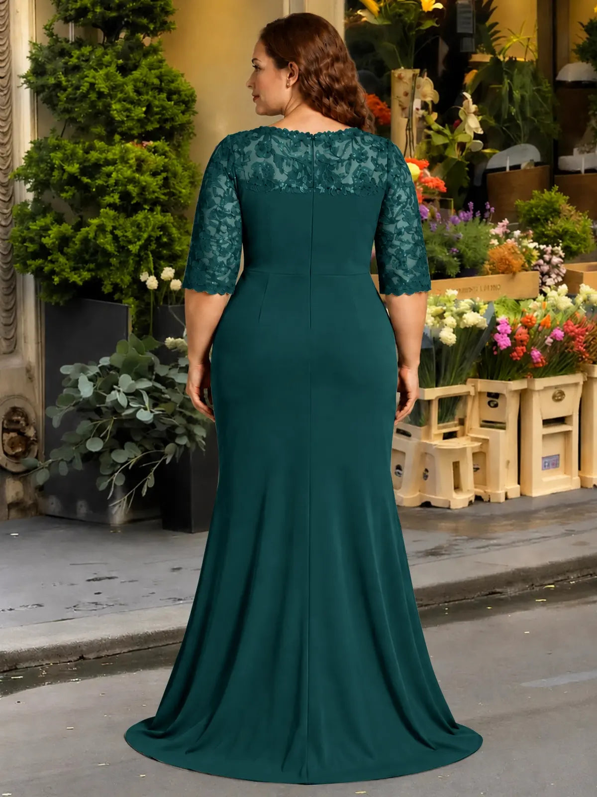Lace Mother of the Bride Dress with Applique-Plus Size