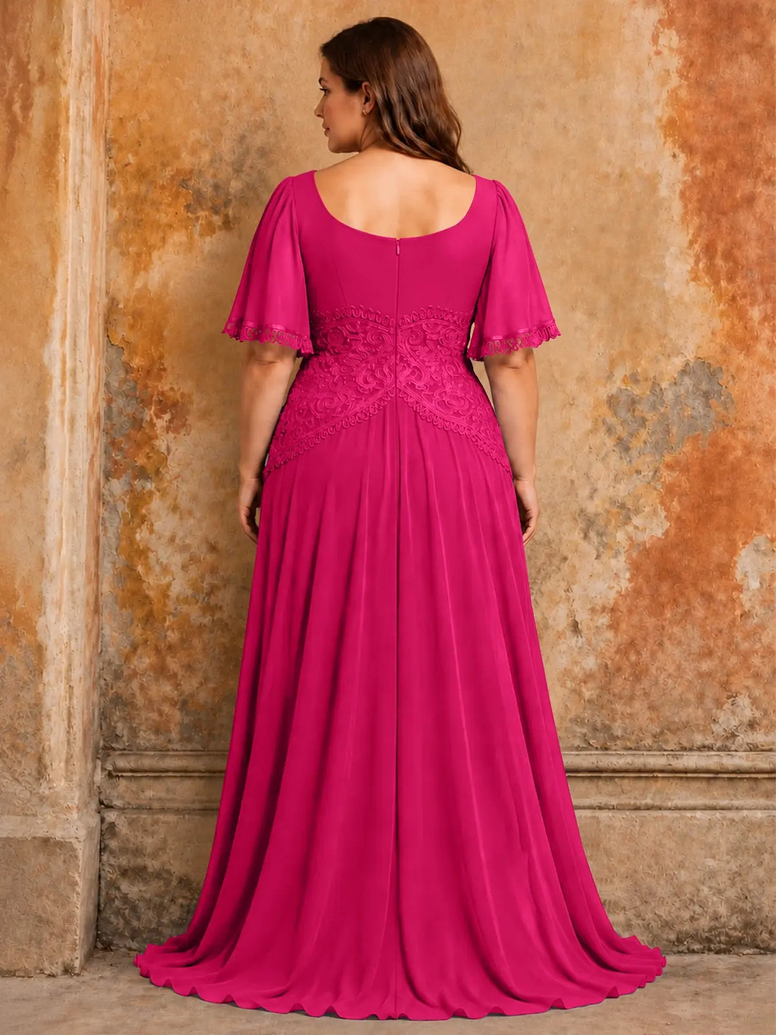 Cowl Neck Mother of the Bride Dress with Applique-Plus Size