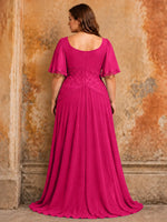 Cowl Neck Mother of the Bride Dress with Applique-Plus Size
