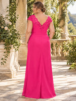 Sequin Applique Lace Shoulders Dress-Plus Size