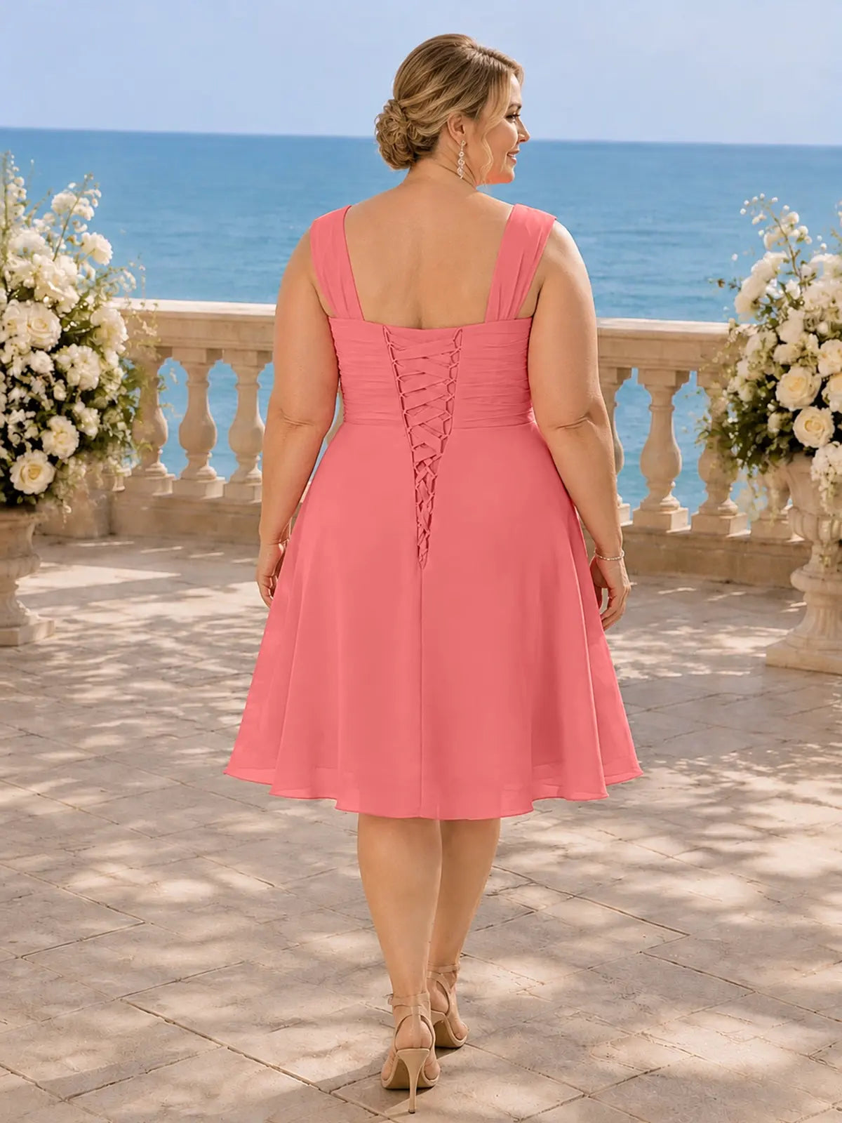 Ruched Chiffon Two-Piece Dress Set-Plus Size