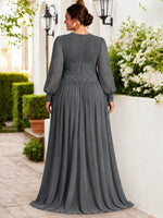 Chiffon Mother of the Bride Dress with Jewel Neckline-Plus Size