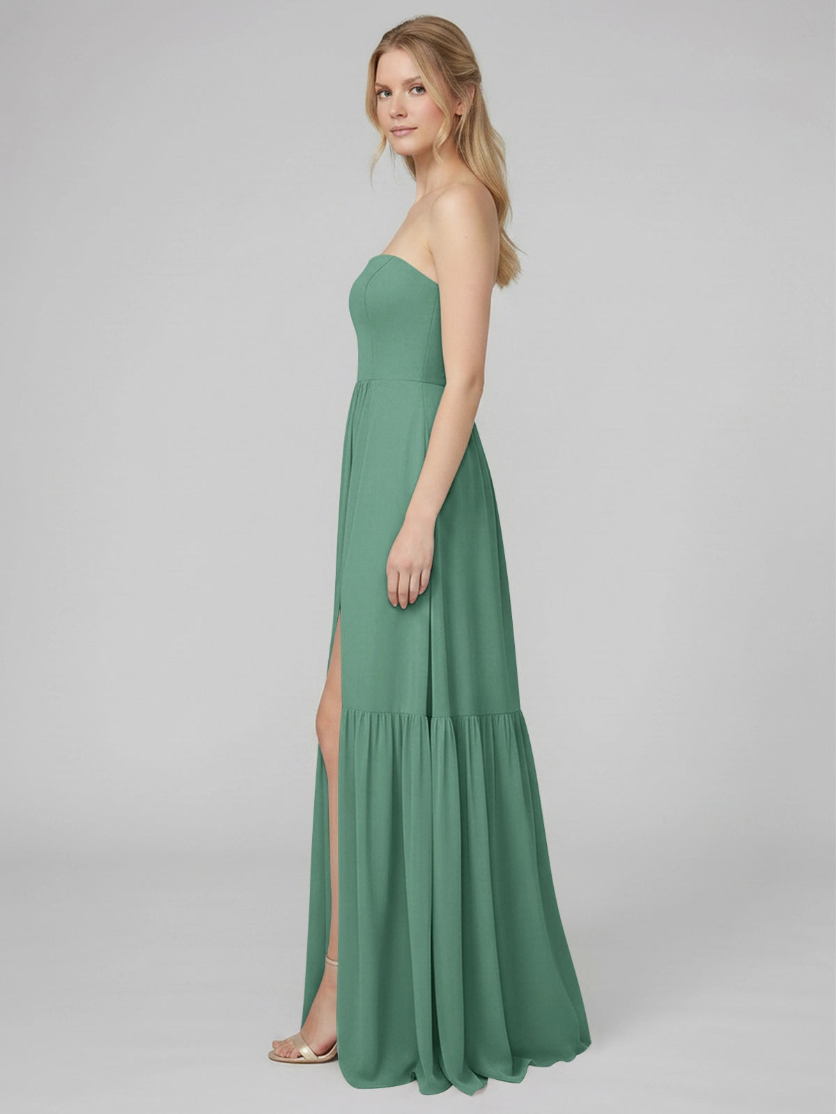 Strapless Bridesmaid Dress with Slit 
